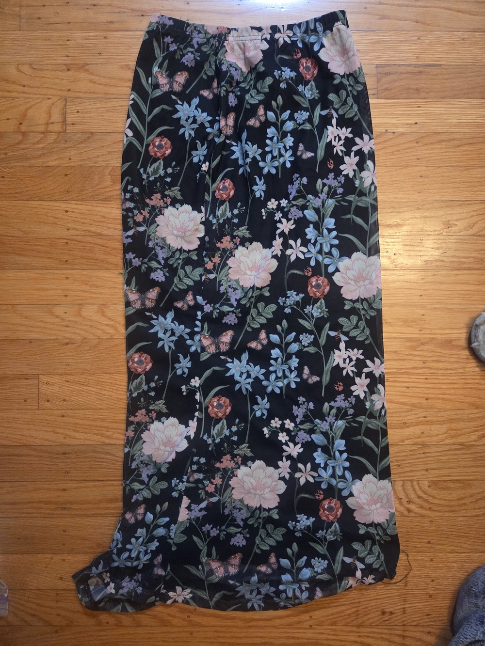 Black Floral Maxi Skirt - Elegant Garden Print